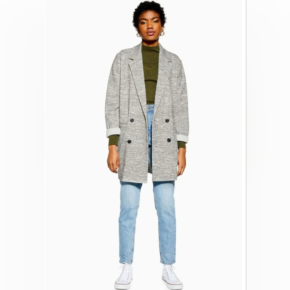 TOPSHOP Longline Double-Breasted Blazer | Jacket. Women's Size 6 (Oversized)